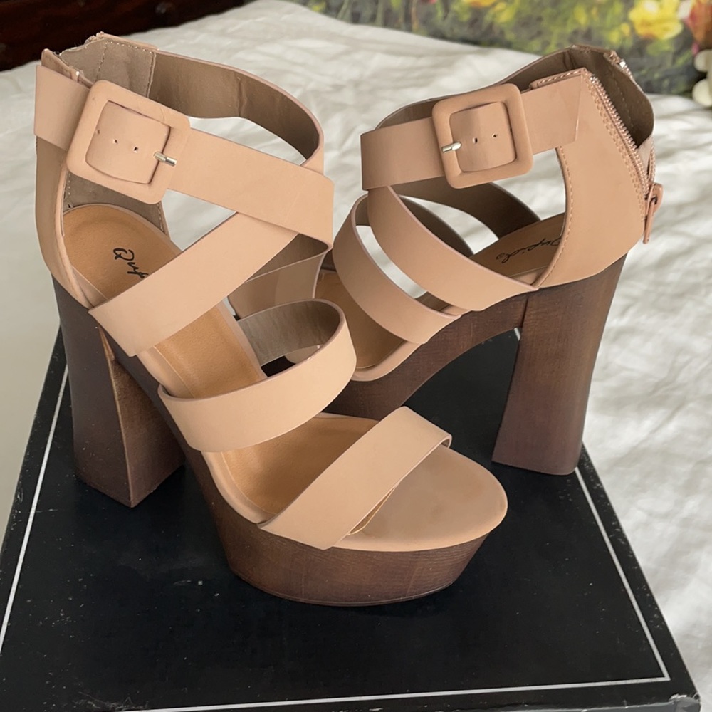 Taupe Chunky Sandal Heel